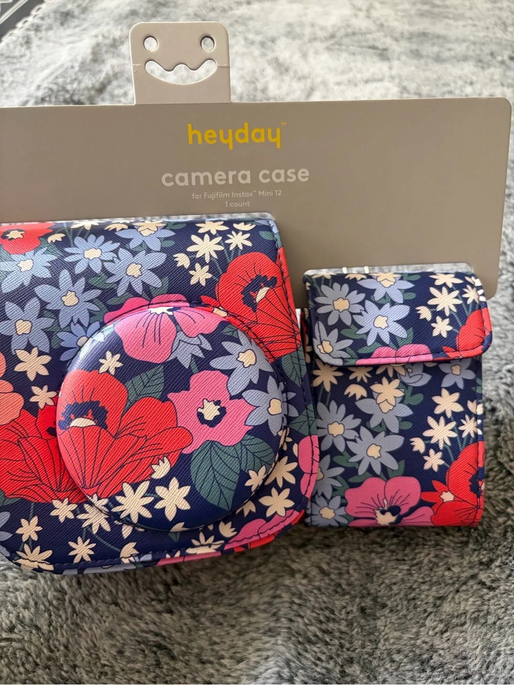 heyday Navy Floral Instant Camera Case with Pink & Red Flowers